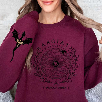 Basgiath War College Double-Side Fourth Wing Dragon Sleeve Women's Sweatshirt - Lovez Aqua© - jumper, violet, xaden