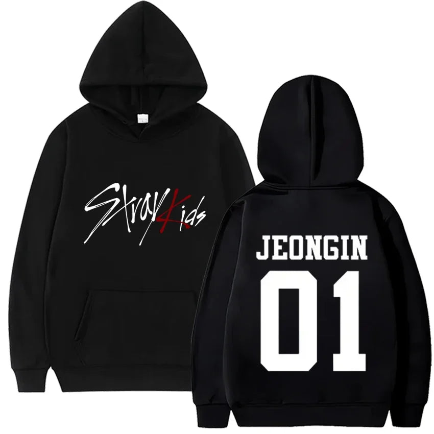 Stray Kids K-Pop Boyband Printed Singer Birth Year Black Unisex Hoodie - Lovez Aqua© - 