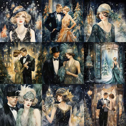 Elegant Art Deco Great Gatsby Luxurious Christmas Party Stickers (12 Pieces) - 80d3e6-0e.myshopify.com - -  