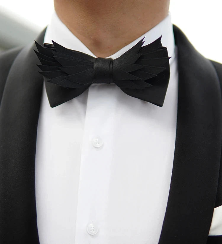 Black Unique Swan Feathered Luxurious Men's Bow Tie