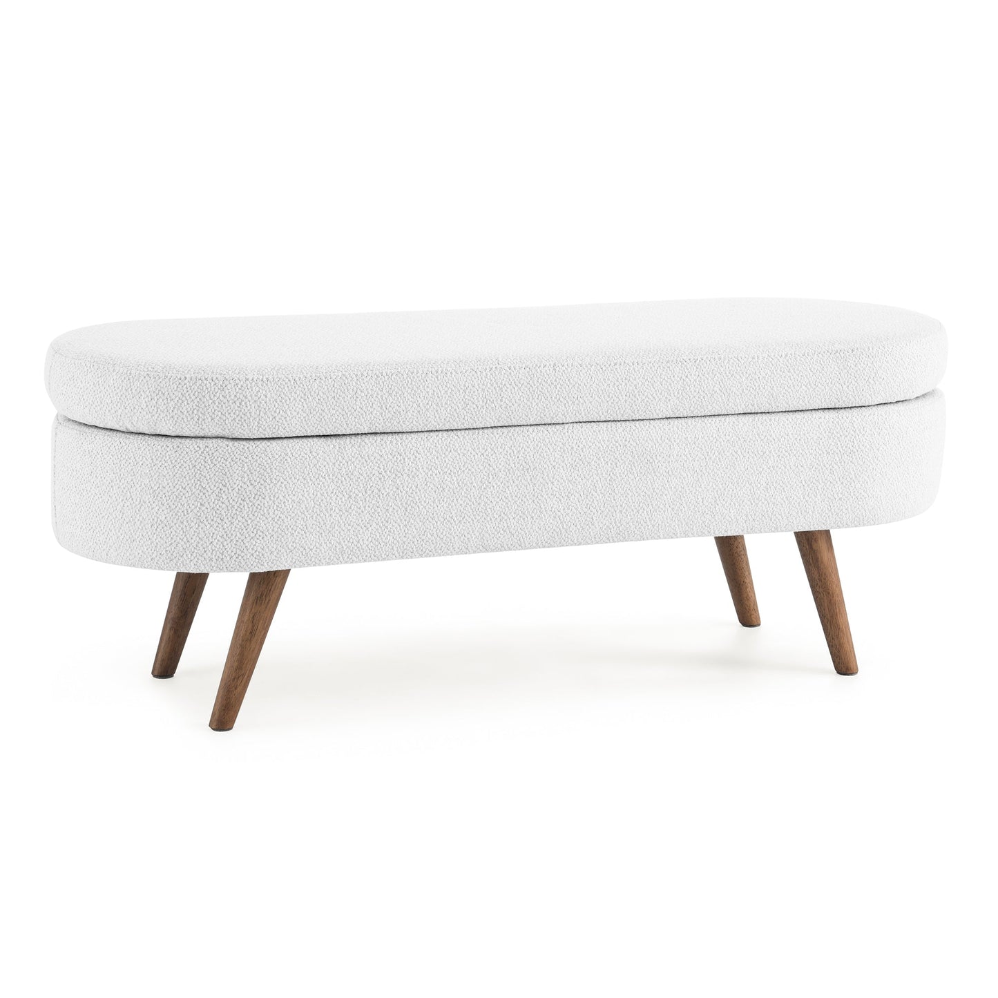 Ottoman White Linen Oval Storage Bench Seat with Wooden Legs - 80d3e6-0e.myshopify.com - -  