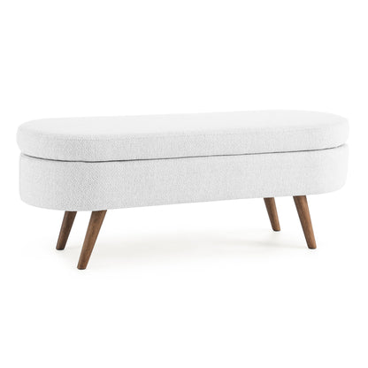 Ottoman White Linen Oval Storage Bench Seat with Wooden Legs - 80d3e6-0e.myshopify.com - -  