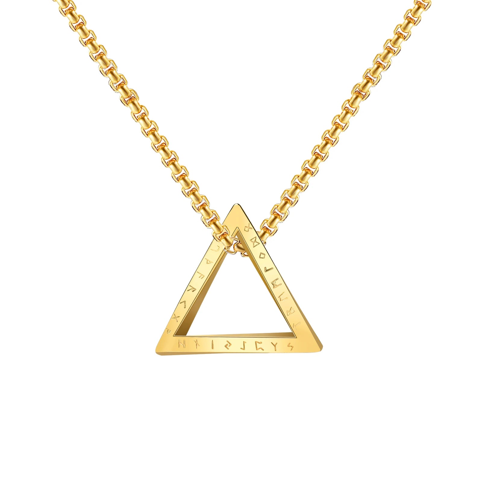 Men's Antique Twisted Norse Viking Triangle Pendant Necklace - Lovez Aqua© - 