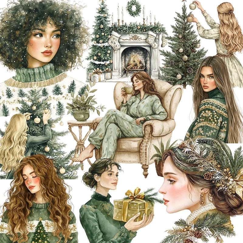 Winter Forest Green Festive Christmas Women Decorative Stickers (20 Pieces) - 80d3e6-0e.myshopify.com - -  