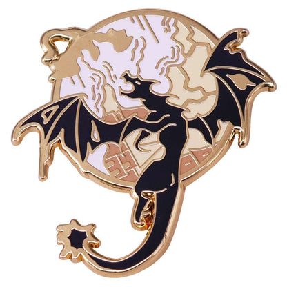 Fourth Wing Flying Dragon Sky Landscape Book Fan Enamel Brooch Pin - 80d3e6-0e.myshopify.com - Default Title -  Default Title