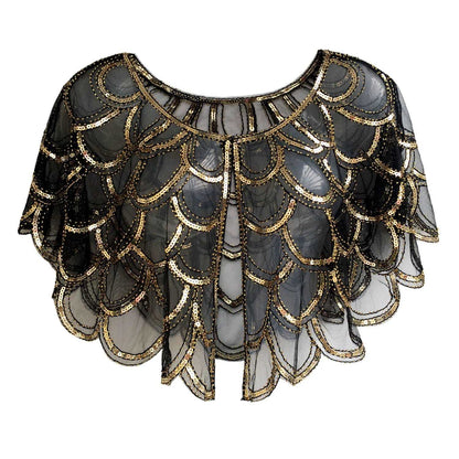 Retro 1920s Great Gatsby Cocktail Party Women's Shawl Overlay - 80d3e6-0e.myshopify.com - Gray & Gold -  Gray & Gold