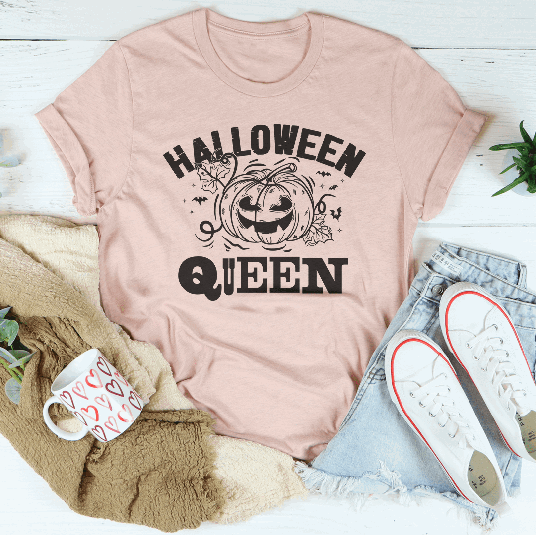 "Halloween Queen" Women's Spooky Pumpkin Graphic Cotton T-Shirt - Lovez Aqua© - 