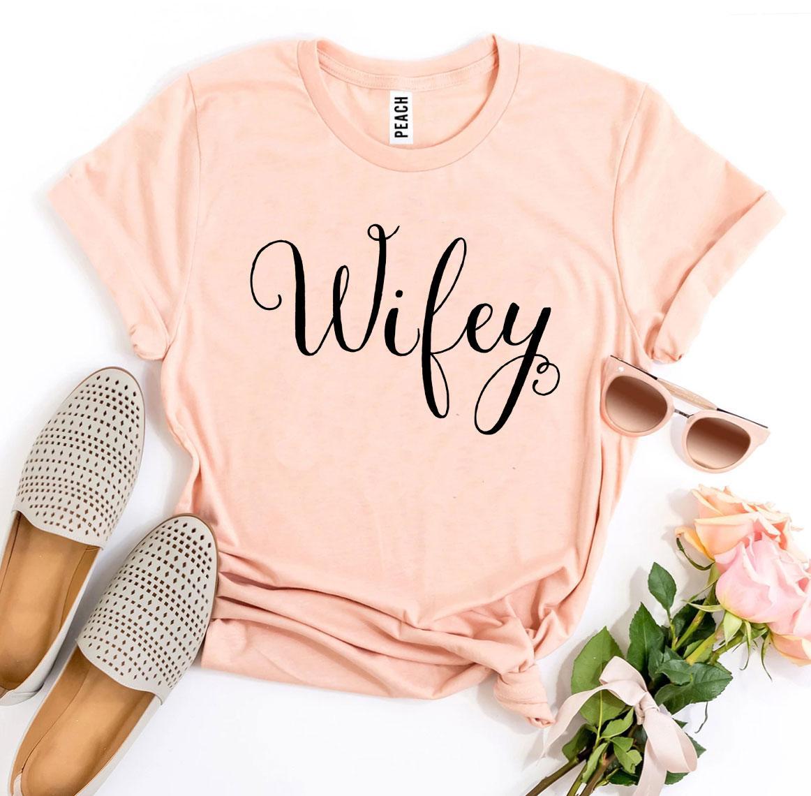 Women's "Wifey" Cute Calligraphy Bella Canvas Cotton T-Shirt - Lovez Aqua© - girlfriend, love, valentine's day, wife