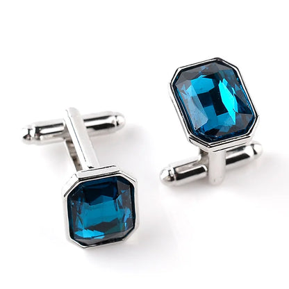 Men's Luxury Crystal Rhinestone Rectangle Cufflinks - Lovez Aqua© - $20, modalyst