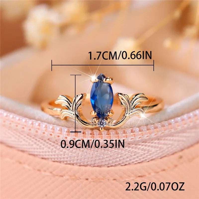 Women's Sapphire Blue Marquise Silver Ring with White Round Zircon Stones - 80d3e6-0e.myshopify.com - -  