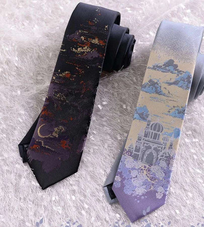 Japanese Anime Style Outdoor Landscape Embroidered Men's Necktie - 80d3e6-0e.myshopify.com - -  