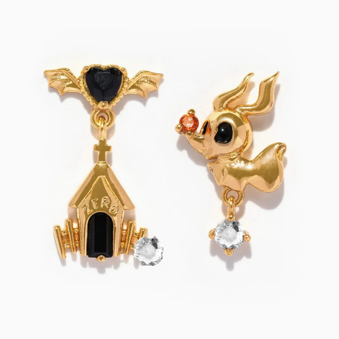 Disney's The Nightmare Before Christmas Zircon 18K Gold Plated Stud Earrings