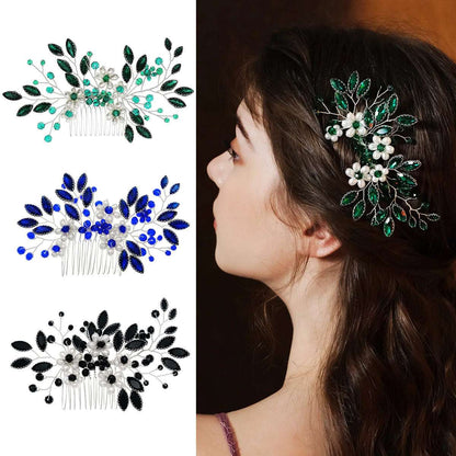 Women's Delicate Crystal Rhinestone & Pearl Flower Bridal Hair Comb - 80d3e6-0e.myshopify.com - -  