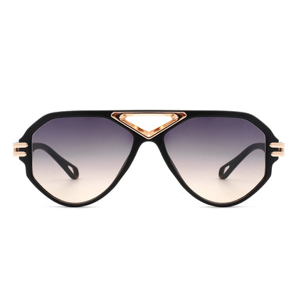 Men's Luxury Gold Geometric Retro Round Vintage Fashion Aviator Sunglasses