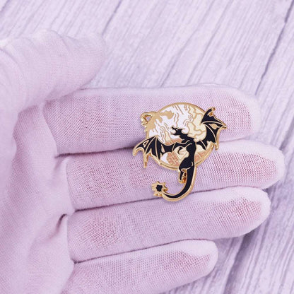 Fourth Wing Flying Dragon Sky Landscape Book Fan Enamel Brooch Pin - 80d3e6-0e.myshopify.com - -  