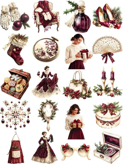 Classic Rich Burgundy Women's Vintage Christmas Stickers (20 Pieces) - 80d3e6-0e.myshopify.com - Default Title -  Default Title