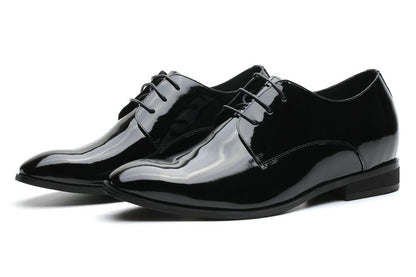 Men's Black Shiny Genuine Leather Lace Formal Oxford Dress Shoes - Lovez Aqua© - 