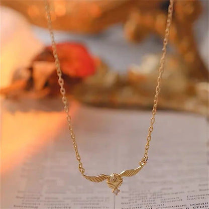 Harry Potter Quidditch Golden Snitch Women's Necklace with Hogwarts Emblem - 80d3e6-0e.myshopify.com - -  