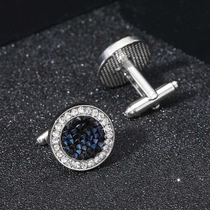 Luxury Men's Crystal & Agate Encrusted Round Cufflinks - 80d3e6-0e.myshopify.com - -  