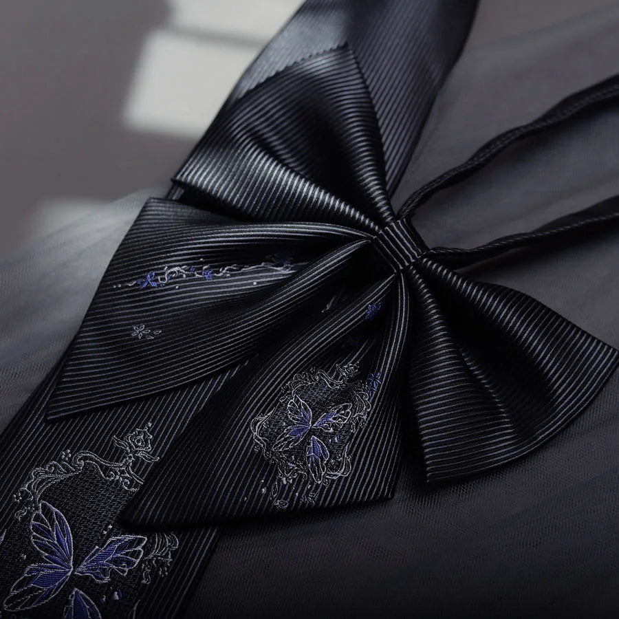 Gothic Japanese Anime Style Black & Purple Broken Butterfly Men's Necktie - Lovez Aqua© - 