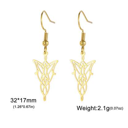 Lord of the Rings Lady Arwen Evenstar Pendant Women's Dangle Charm Earrings - 80d3e6-0e.myshopify.com - Gold -  Gold