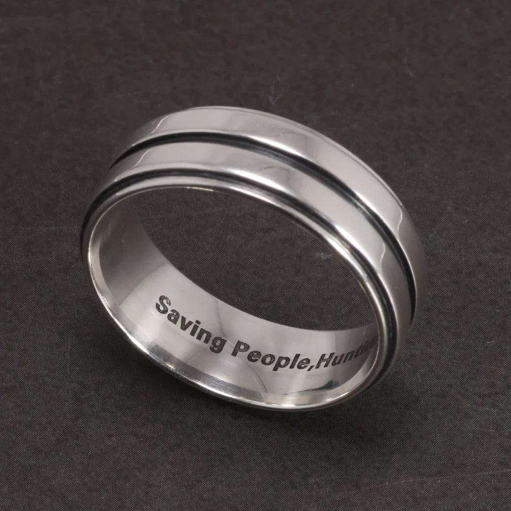 Supernatural Real S925 Sterling Silver Dean Winchester Ring with Engraving