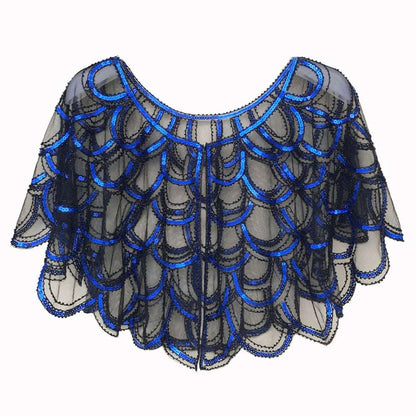 Retro 1920s Great Gatsby Cocktail Party Women's Shawl Overlay - 80d3e6-0e.myshopify.com - Blue -  Blue