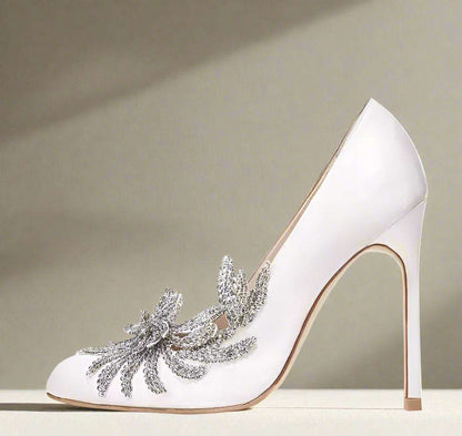 Twilight Bella Swan’s Satin White Wedding High Heels With Rhinestone Embellishments - 80d3e6-0e.myshopify.com - -  