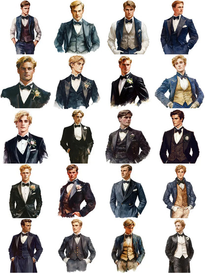 Classic Handsome Suited Gentleman Decorative Stickers (20 Pieces)