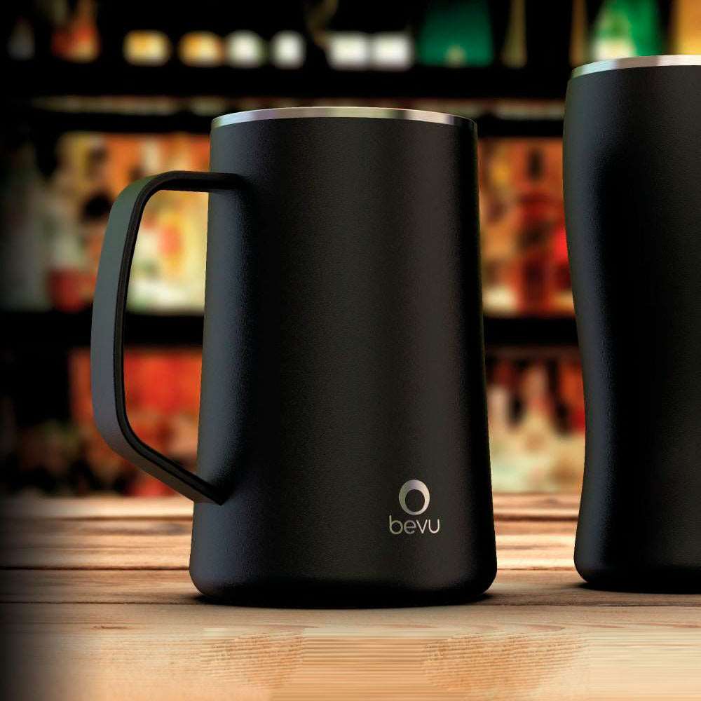 Black Stainless Steel 28oz Double Vacuum-Insulated Beer Mug (2 Pack)