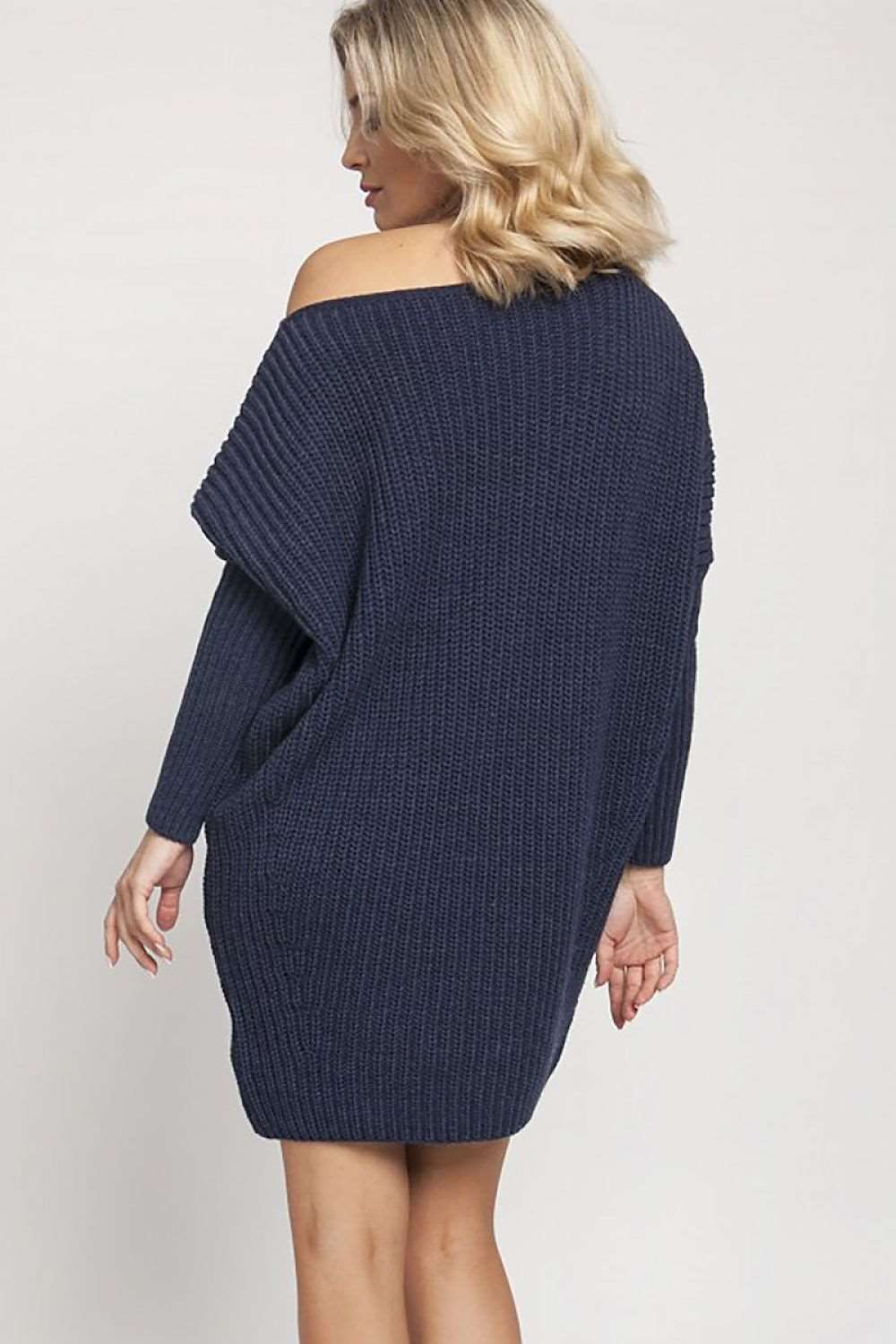 Women's Dark Blue Oversized Comfy Long Knitted Sweater Jumper