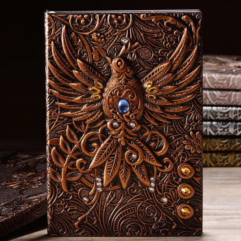 3D Three-Dimensional A5 Notebook with Thickened PU Leather Embossed Cover - Lovez Aqua© - 