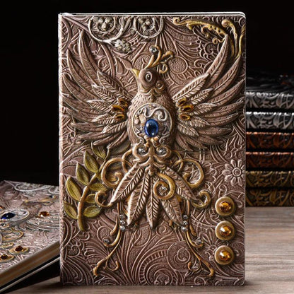 3D Three-Dimensional A5 Notebook with Thickened PU Leather Embossed Cover - Lovez Aqua© - 