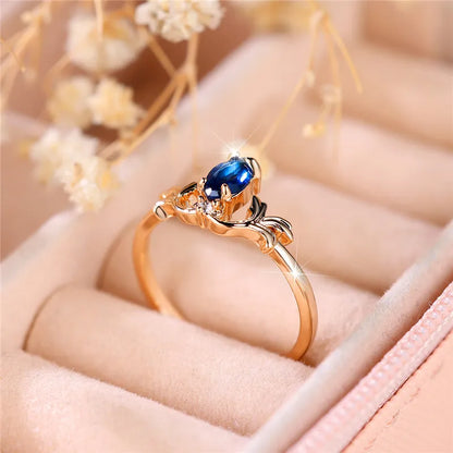 Women's Sapphire Blue Marquise Silver Ring with White Round Zircon Stones - 80d3e6-0e.myshopify.com - -  