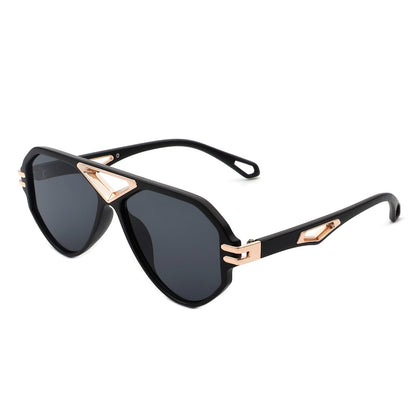 Men's Luxury Gold Geometric Retro Round Vintage Fashion Aviator Sunglasses