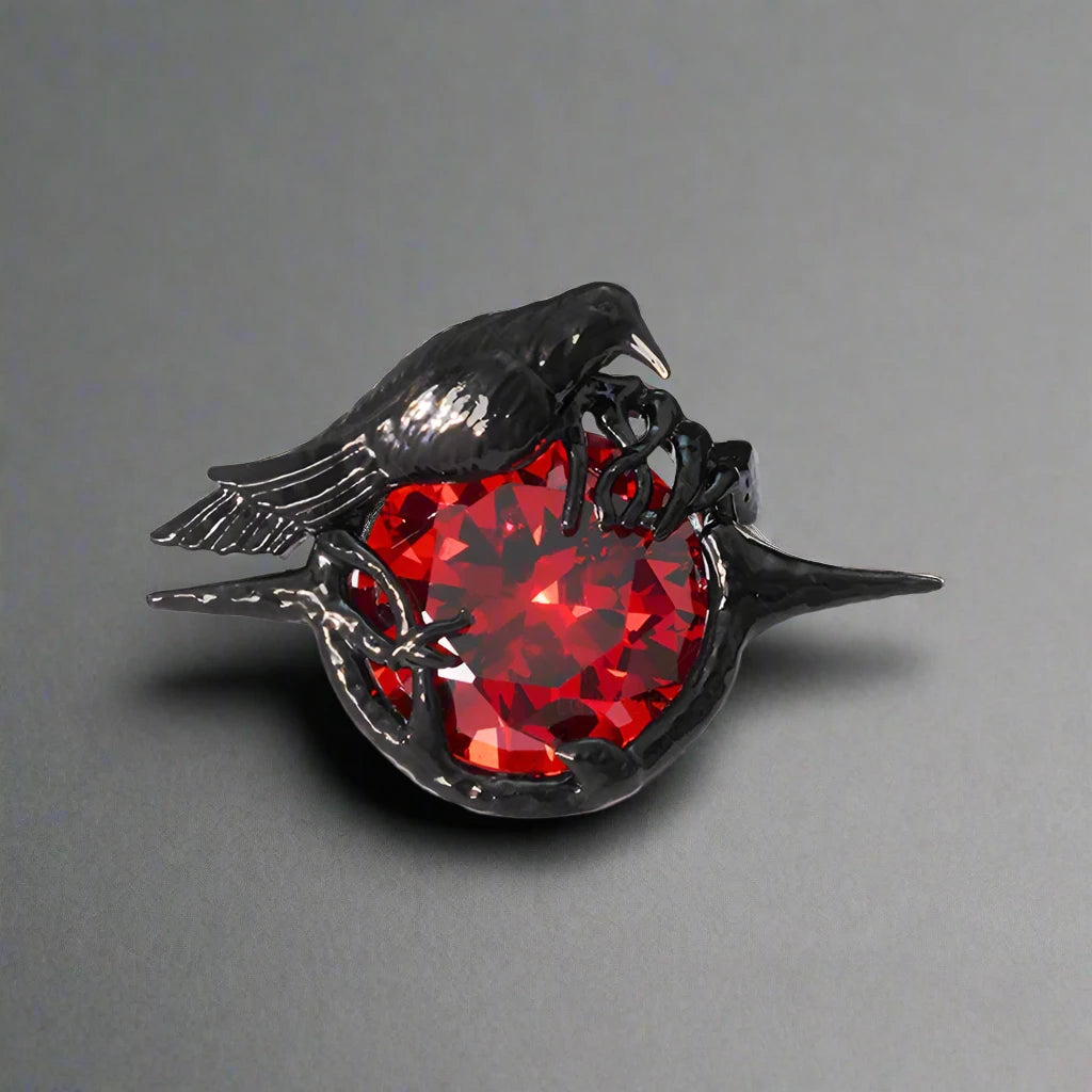 Love and Deepspace Sylus Red Mephisto Crow Brooch Inspired Enamel Brooch