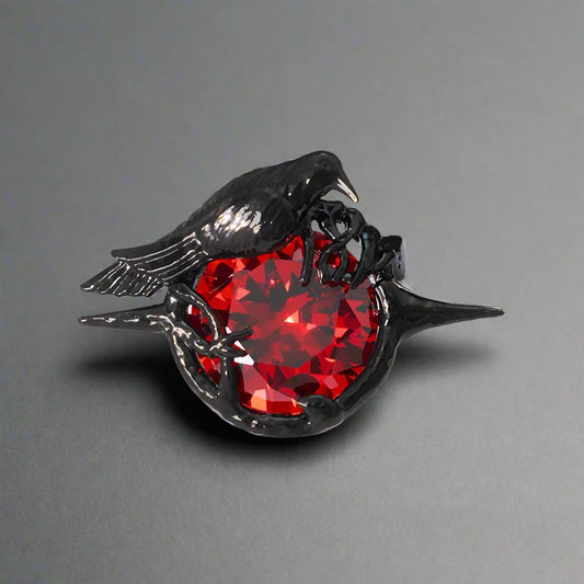 Love and Deepspace Sylus Red Mephisto Crow Brooch Inspired Enamel Brooch