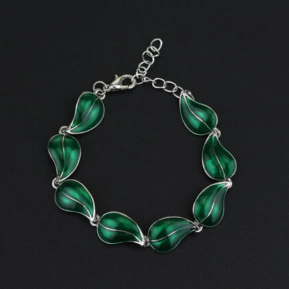 Lord of the Rings Legolas Greenleaf Silver & Green Elven Leaf Bracelet - 80d3e6-0e.myshopify.com - -  