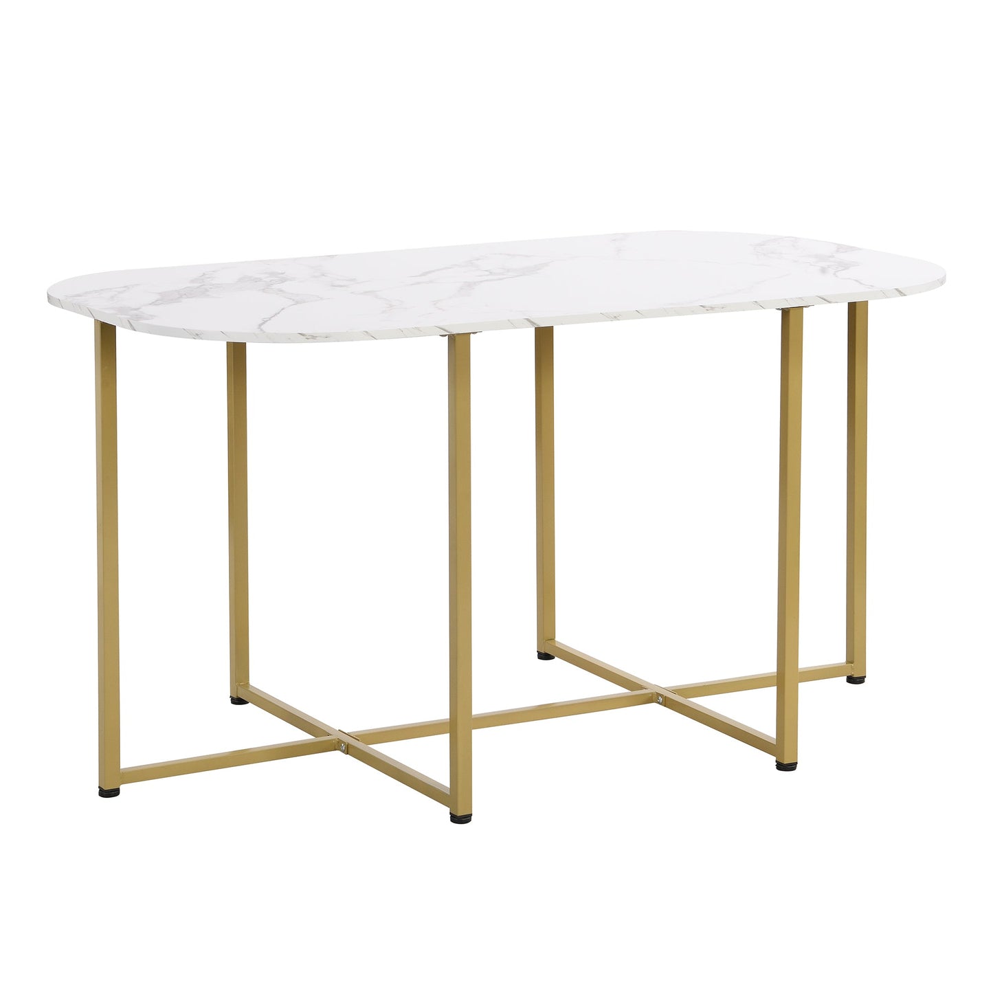 Modern 7-Piece Faux White Marble & Gold Compact Table & Chair Dining Set - 80d3e6-0e.myshopify.com - -  