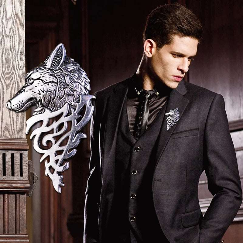 Men's Mysterious Wolf Head Filigree Viking Brooch - 80d3e6-0e.myshopify.com - -  