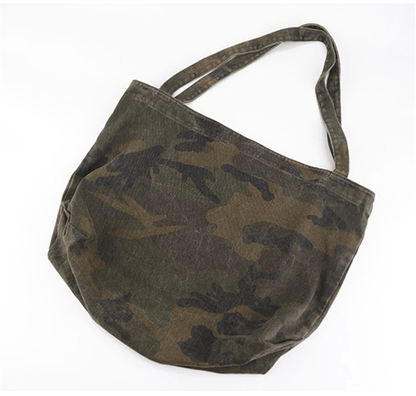 Women's Army Camouflage Lightweight Shoulder Canvas Tote with Pockets