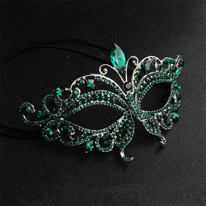 Delicate Crystal Rhinestone Encrusted Filigree Women's Venetian Masquerade Mask