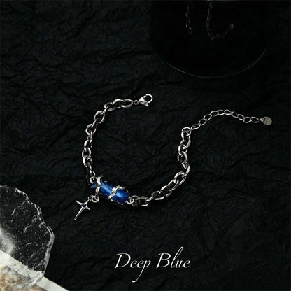 Men's Stainless Steel Gothic Retro Black Zircon Star Chain Bracelet - 80d3e6-0e.myshopify.com - Deep Blue -  Deep Blue