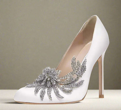 Twilight Bella Swan’s Satin White Wedding High Heels With Rhinestone Embellishments - 80d3e6-0e.myshopify.com - -  