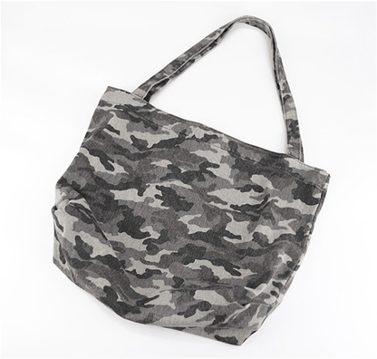 Women's Army Camouflage Lightweight Shoulder Canvas Tote with Pockets