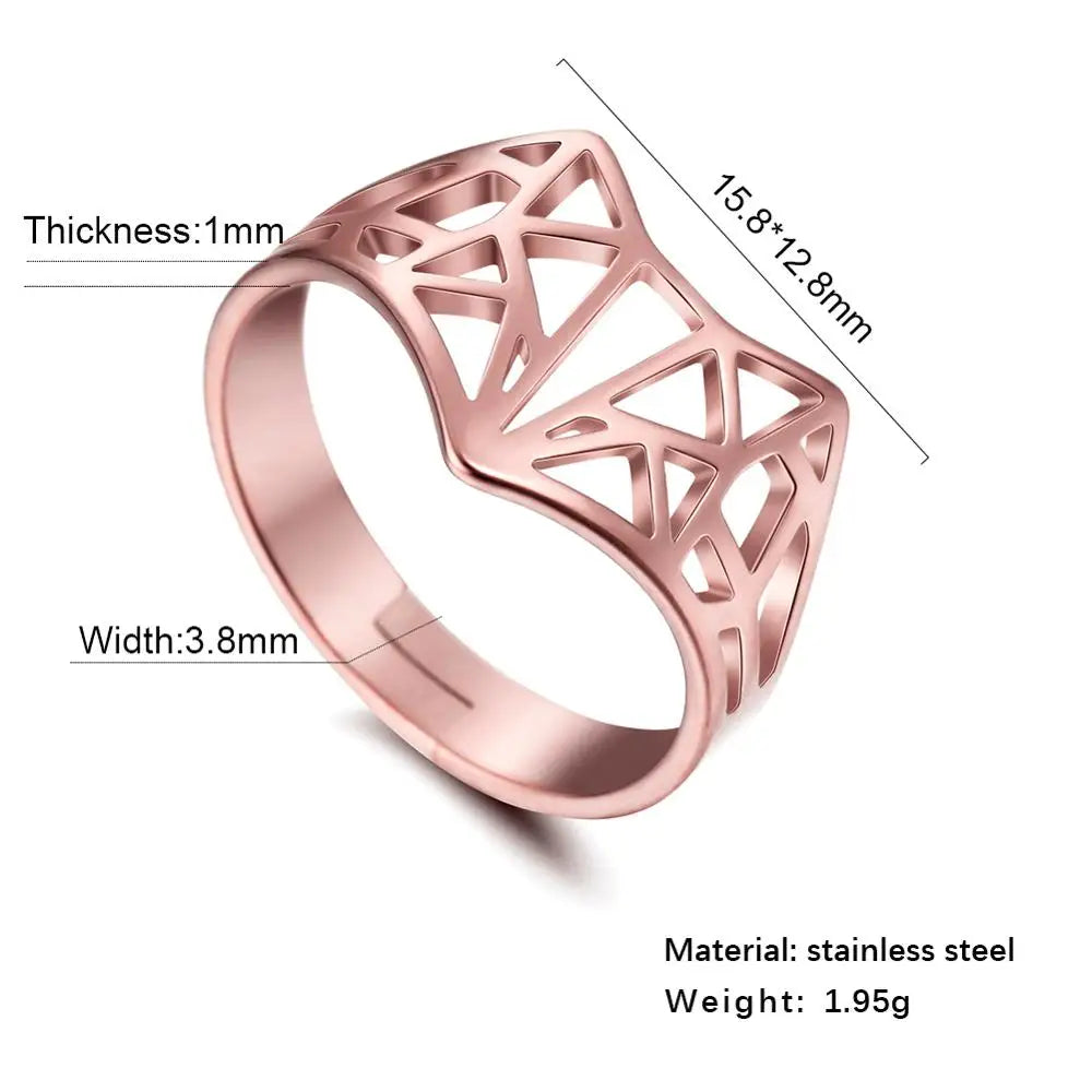 Women's Delicate Cutout Origami Fox Stainless Steel Adjustable Ring