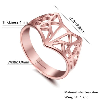 Women's Delicate Cutout Origami Fox Stainless Steel Adjustable Ring