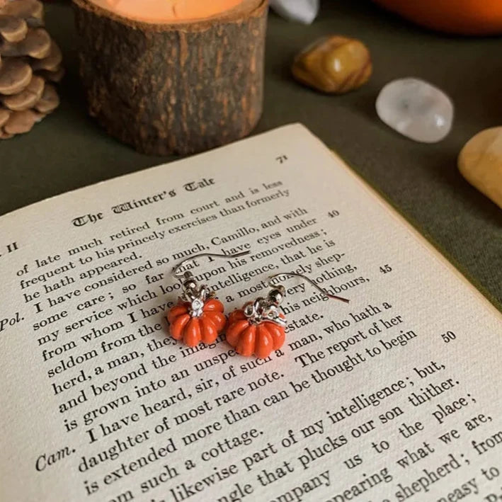 Women's Cute 3D Halloween Pumpkin Earrings - Lovez Aqua© - 