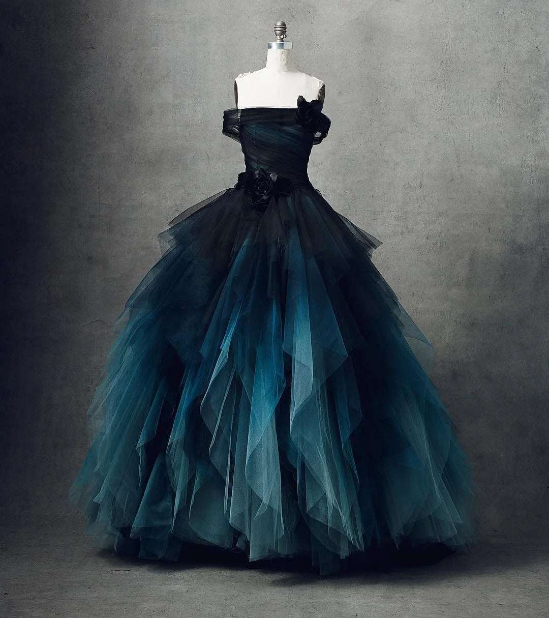 Women's Dark Blue Ombre Tulle Sleeveless Layered Fantasy Evening Ball Gown - 80d3e6-0e.myshopify.com - -  