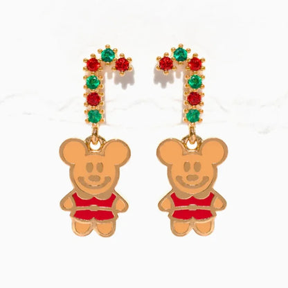 Disney's Festive Mickey Mouse Christmas Zircon Women's Stud & Dangle Earrings